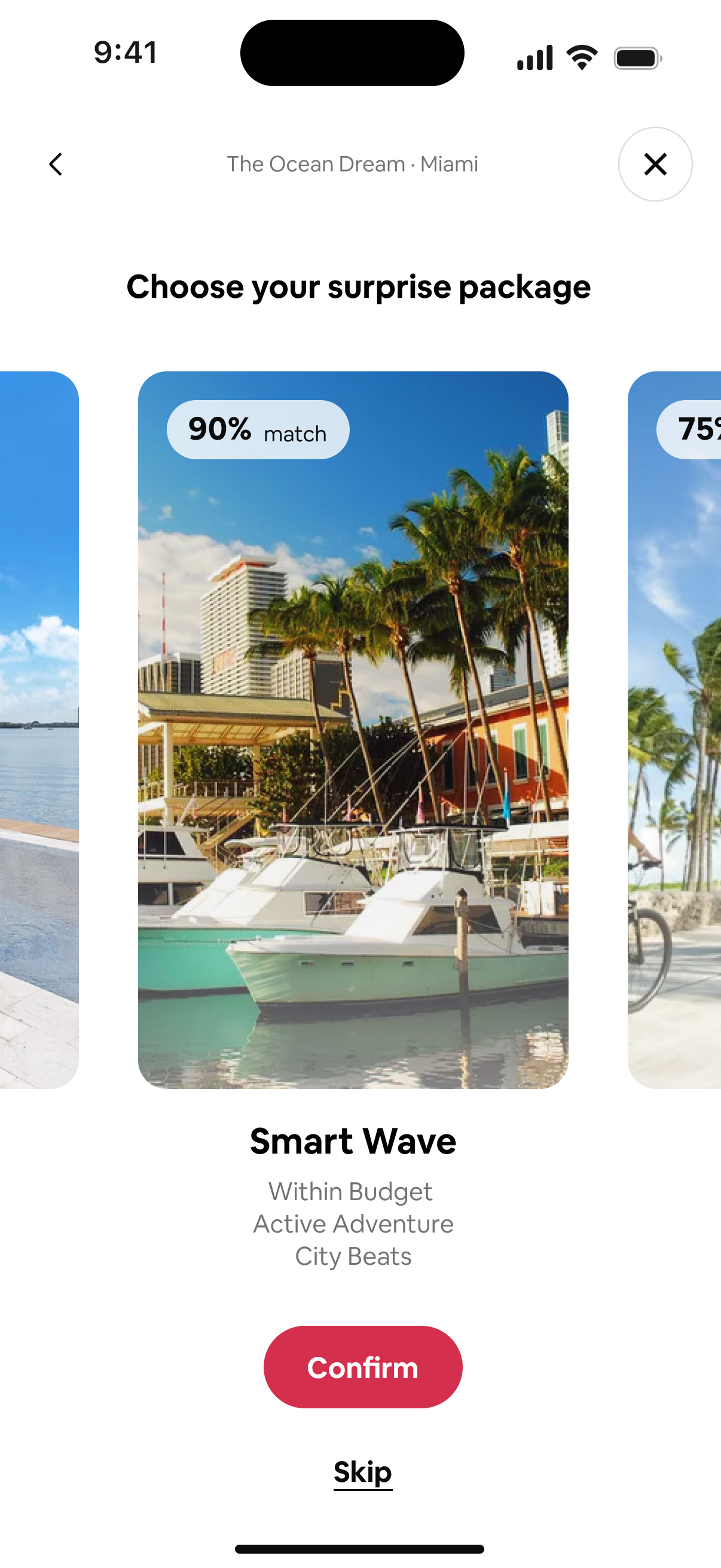Review a suggested travel package