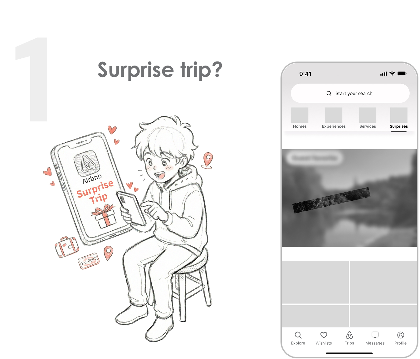1. Surprise trip? Discover a mystery destination from the home screen.