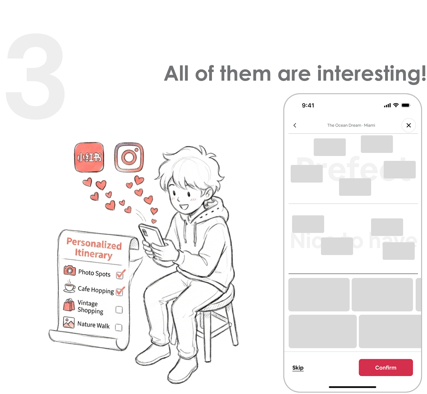 3. All of them are interesting! Arrange interests on a personalized preference board.